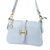 Luka 25-068 pasztell kék női bőr válltáska oldalpánttal 25 x 16 x 5 cm