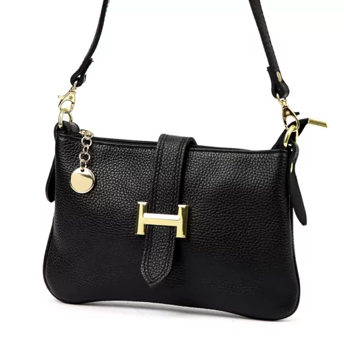 Luka 25-068  fekete női bőr válltáska oldalpánttal 25 x 16 x 5 cm