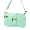 Luka 25-068 türkiz női bőr válltáska oldalpánttal 25 x 16 x 5 cm