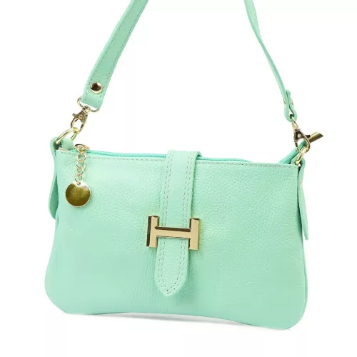 Luka 25-068 türkiz női bőr válltáska oldalpánttal 25 x 16 x 5 cm
