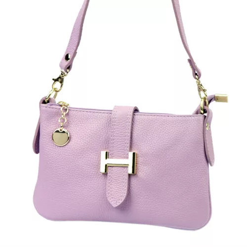 Luka 25-068 pasztell lila női bőr válltáska oldalpánttal 25 x 16 x 5 cm
