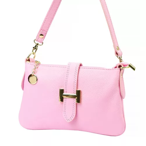 Luka 25-068 rózsaszín női bőr válltáska oldalpánttal 25 x 16 x 5 cm