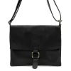  Dámska kožená crossbody kabelka Luka 26-087 čierna 25 x 20 x 4 cm