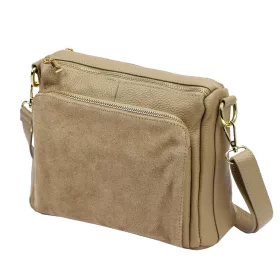    Dámska kožená crossbody kabelka Luka 26-008 v béžovej farbe 28 x 20 x 10 cm