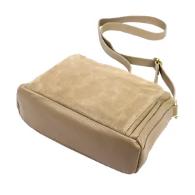    Dámska kožená crossbody kabelka Luka 26-008 v béžovej farbe 28 x 20 x 10 cm