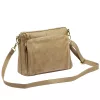  Dámska kožená crossbody kabelka Luka 26-008 v béžovej farbe 28 x 20 x 10 cm