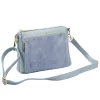  Dámska kožená crossbody kabelka Luka 26-008 v svetlomodrej farbe 28 x 20 x 10 cm