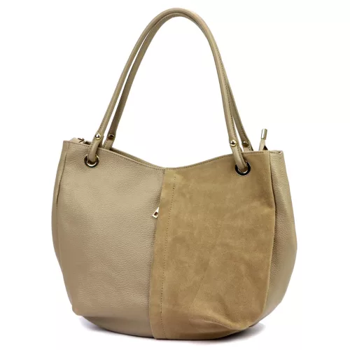  Dámska kožená kabelka cez rameno Luka 26-089 v béžovej farbe 42 x 31 x 16 cm
