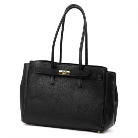    Dámska kožená kabelka cez rameno Camilla PREMIUM 10.004 čierna 37 x 24 x 14 cm