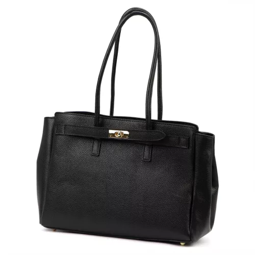  Dámska kožená kabelka cez rameno Camilla PREMIUM 10.004 čierna 37 x 24 x 14 cm