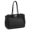  Dámska kožená kabelka cez rameno Camilla PREMIUM 10.004 čierna 37 x 24 x 14 cm