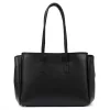  Dámska kožená kabelka cez rameno Camilla PREMIUM 10.004 čierna 37 x 24 x 14 cm