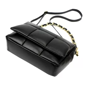    Dámska kožená crossbody kabelka Camilla PREMIUM 10.011 čierna s retiazkovým uchom 33 x 20 x 12 cm