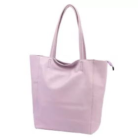    Dámska kožená kabelka cez rameno Luka 26-084 pastelovo fialová, shopper 40 x 37 x 13 cm