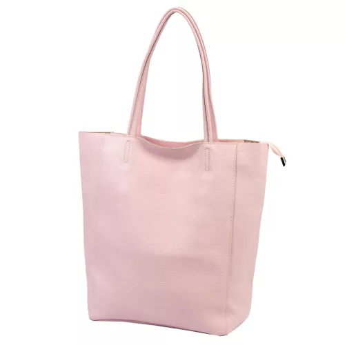  Dámska kožená kabelka cez rameno Luka 26-084 púdrovej farby, nákupná taška 40 x 37 x 13 cm