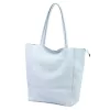 Dámska kožená kabelka cez rameno Luka 26-084 v svetlomodrej farbe, shopper, 40 x 37 x 13 cm