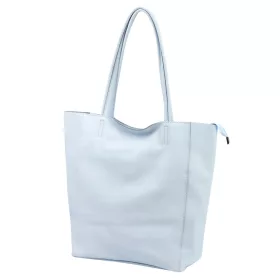   Dámska kožená kabelka cez rameno Luka 26-084 v svetlomodrej farbe, shopper, 40 x 37 x 13 cm