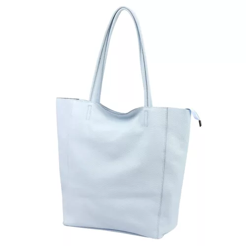 Dámska kožená kabelka cez rameno Luka 26-084 v svetlomodrej farbe, shopper, 40 x 37 x 13 cm