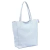 Dámska kožená kabelka cez rameno Luka 26-084 v svetlomodrej farbe, shopper, 40 x 37 x 13 cm