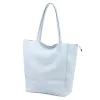Dámska kožená kabelka cez rameno Luka 26-084 v svetlomodrej farbe, shopper, 40 x 37 x 13 cm