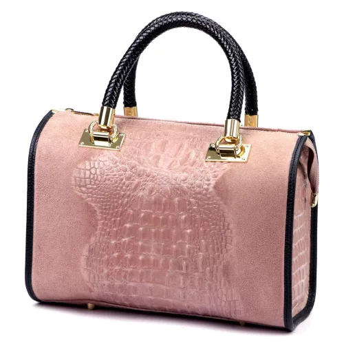 Luka 25-088 rózsaszín női bőr kézitáska oldalpántal 31.5 x 22.5 x 16 cm