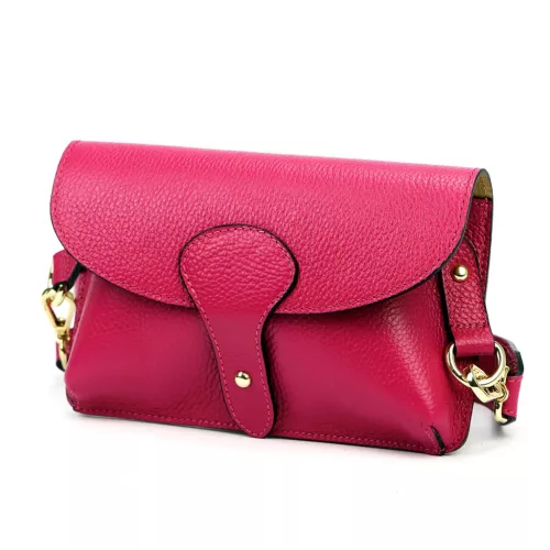  Dámska kožená kabelka Luka 24-076 magenta, crossbody, 22 x 15 x 6 cm