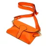  Dámska kožená kabelka cez rameno Luka 24-076 mandarínkovo oranžovej farby, crossbody 22 x 15 x 6 cm
