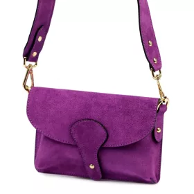    Dámska crossbody kabelka Luka 24-071 fialovo-fialová z semišovej kože 22,5 x 14,5 x 4,5 cm