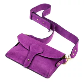    Dámska crossbody kabelka Luka 24-071 fialovo-fialová z semišovej kože 22,5 x 14,5 x 4,5 cm