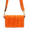 Luka 24-071 mandarin narancssárga női velúr bőr oldaltáska 22.5 x 14.5 x 4.5 cm