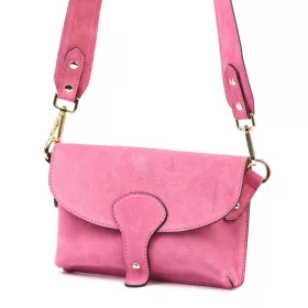    Dámska crossbody kabelka Luka 24-071 ružová z semišovej kože 22,5 x 14,5 x 4,5 cm