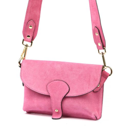 Luka 24-071 rózsaszín női velúr bőr oldaltáska 22.5 x 14.5 x 4.5 cm