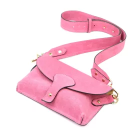    Dámska crossbody kabelka Luka 24-071 ružová z semišovej kože 22,5 x 14,5 x 4,5 cm