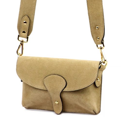 Luka 24-071 homok női velúr bőr oldaltáska 22.5 x 14.5 x 4.5 cm