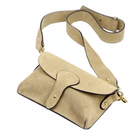    Dámska crossbody kabelka Luka 24-071 pieskovo-žltá z semišovej kože 22,5 x 14,5 x 4,5 cm