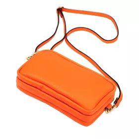    Dámska kožená kabelka cez rameno Luka 26-088 mandarínkovo oranžovej farby, crossbody 22 x 13 x 7 cm