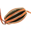  Dámska kožená kabelka cez rameno Luka 26-088 mandarínkovo oranžovej farby, crossbody 22 x 13 x 7 cm