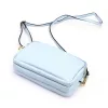  Dámska kožená kabelka cez rameno Luka 26-088 v svetlomodrej farbe, crossbody, 22 x 13 x 7 cm