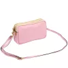  Dámska kožená kabelka cez rameno Luka 26-088 pastelovo ružová, crossbody 22 x 13 x 7 cm
