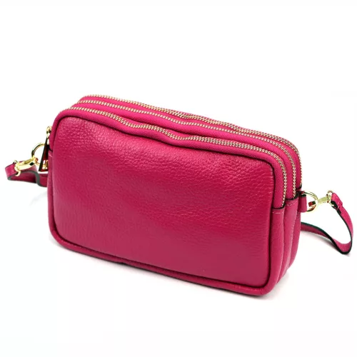  Dámska kožená kabelka Luka 26-088 magenta, crossbody, 22 x 13 x 7 cm