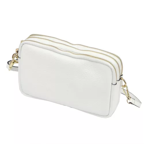 Dámska kožená kabelka Luka 26-088 biela, crossbody 22 x 13 x 7 cm