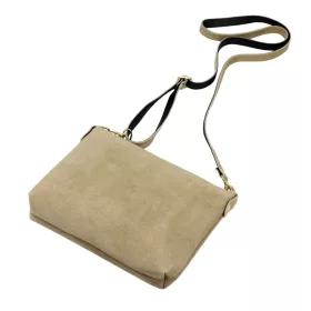   Luka 26-093 taupe női velúr bőr bőr kézitáska 22.5 x 16 x 4 cm