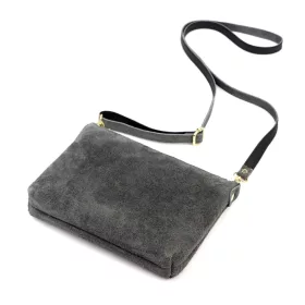   Luka 26-093 szürke női velúr bőr bőr kézitáska 22.5 x 16 x 4 cm