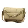  Dámska kožená crossbody kabelka Camilla PREMIUM 10.011 v béžovej farbe s retiazkovým uchom, 33 x 20 x 12 cm