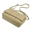  Dámska kožená crossbody kabelka Camilla PREMIUM 10.011 v béžovej farbe s retiazkovým uchom, 33 x 20 x 12 cm