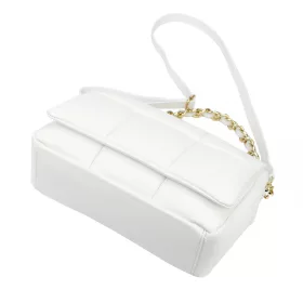    Dámska kožená crossbody kabelka Camilla PREMIUM 10.011 v bielej farbe s retiazkovým uchom, 33 x 20 x 12 cm