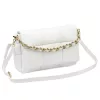  Dámska kožená crossbody kabelka Camilla PREMIUM 10.011 v bielej farbe s retiazkovým uchom, 33 x 20 x 12 cm