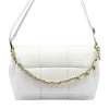  Dámska kožená crossbody kabelka Camilla PREMIUM 10.011 v bielej farbe s retiazkovým uchom, 33 x 20 x 12 cm