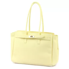    Dámska kožená kabelka cez rameno Camilla PREMIUM 10.004 pastelovo žltá 37 x 24 x 14 cm