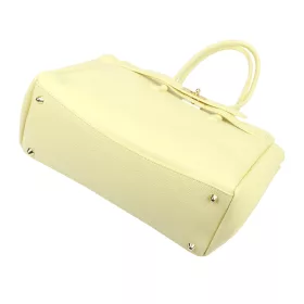    Dámska kožená kabelka cez rameno Camilla PREMIUM 10.004 pastelovo žltá 37 x 24 x 14 cm